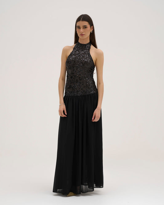 Dolce Sequin Maxi Dress - Black