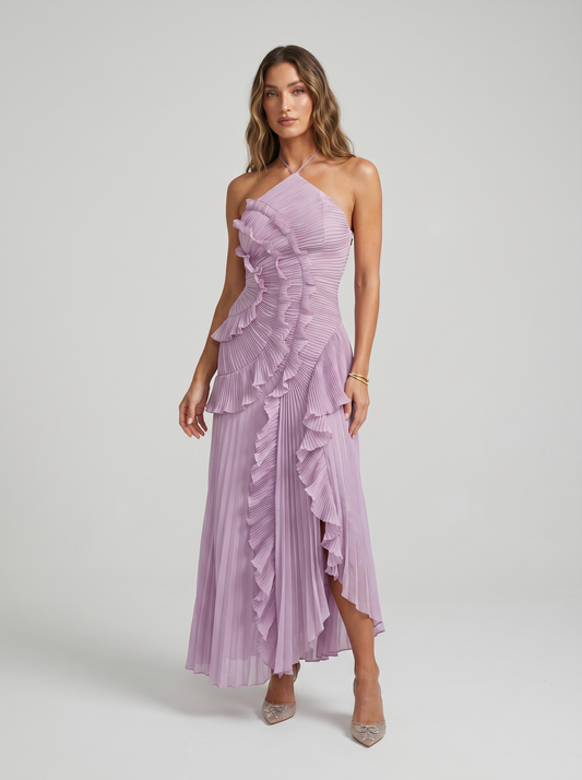 Ariadna | Pleated Ruffle Maxi Dress
