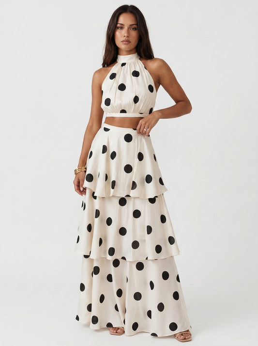Lucía | Polka Dot Halterneck Two-Piece Set