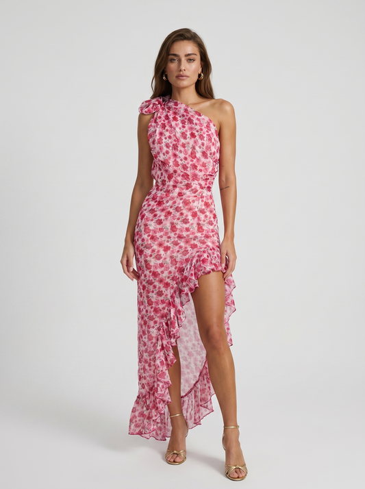 Carmen | Floral One-Shoulder Midi Dress