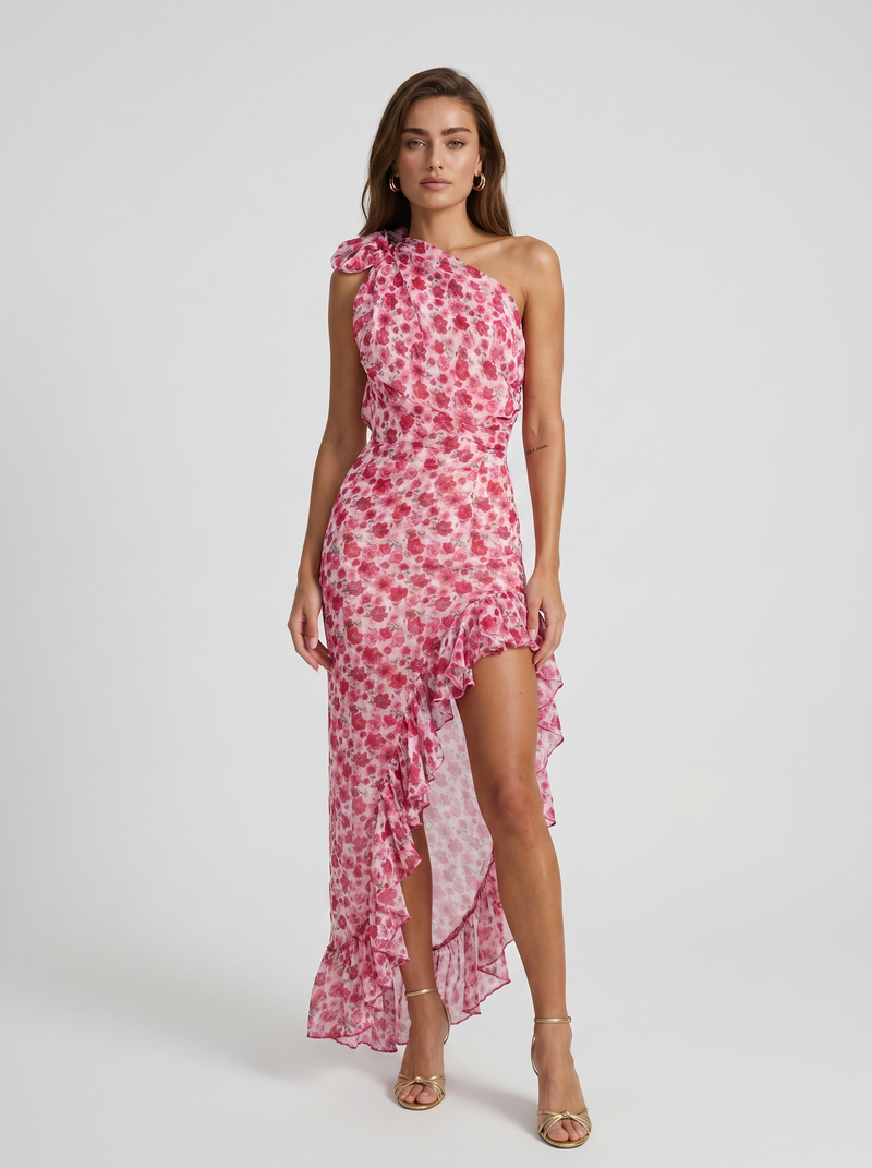 Carmen | Floral One-Shoulder Midi Dress