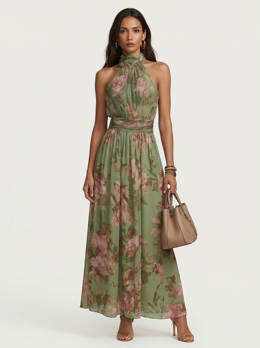 Olivia | Floral Halterneck Maxi Dress
