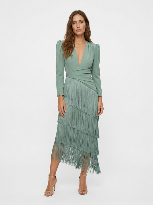 Adriana | Fringe Detail Maxi Dress